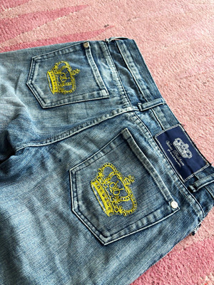 Roberto Botticelli Damen Jeans blau weites Bein Logo-Stickerei Gr.40 L80