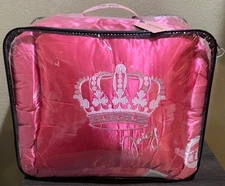 Juicy Couture Pink Satin w/Crowns &JC Monograms QUEEN Set Comforter,Shams,Pillow