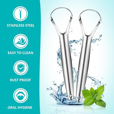 #ad 2PCS Tongue Scraper for Adults Reduce Bad Breath Stainless Steel Tongue Brush $3.99