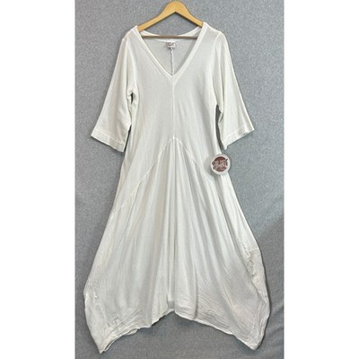 Oh My Gauze Bella Dress Snow White Cotton Sharkbite Hem Womens One Size NEW READ