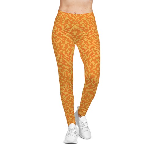Orange Camo Yoga Pants, Women's Leggings Workout Wear, Digital Patterned, Bright - Picture 5 of 7