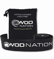 WOD Nation Muscle Floss Bands Recovery Band 1 Pack-Heavy W/ Carrying Bag, Black