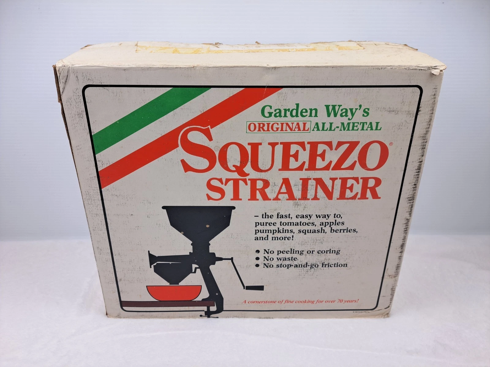 Vintage The Original All Metal Squeezo Strainer Garden Way Original Box Book
Opens in a new window o