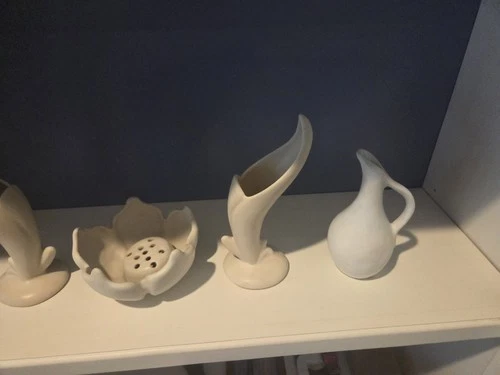 White Ceramic Matte Decorative Vases and Jug Collection for Home Display Décor