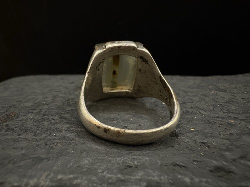 SZ 9.5 Mens Sterling Silver Dendritic Agate 1950s Estate Signet Ring Deco 925 - Picture 8 of 18