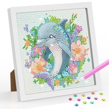 Dolphin Diamond Art Kit for Adults with Frame Art and Crafts for Adults Ages 6-8