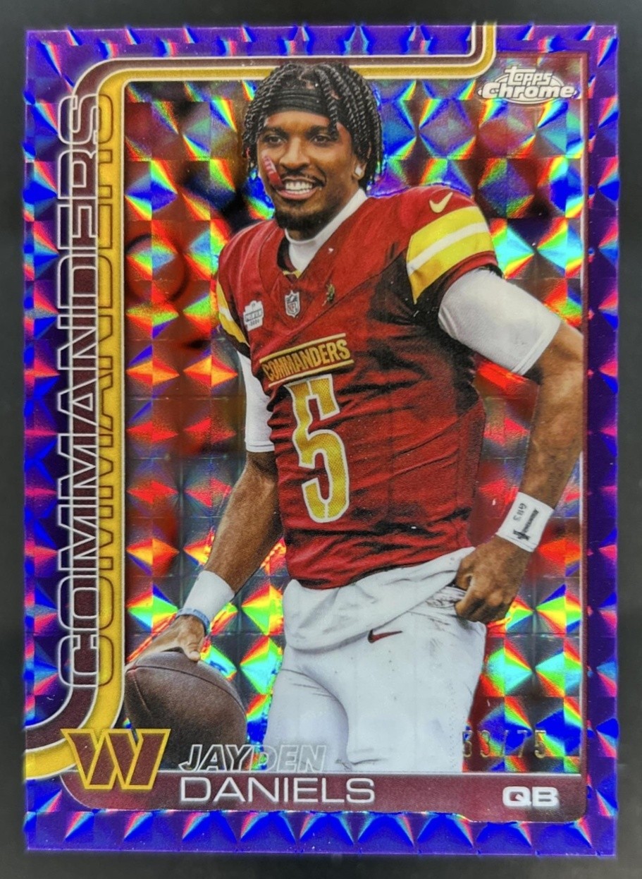 2025 Topps Chrome Jayden Daniels Variation Purple Geometric Refractor SP #/75