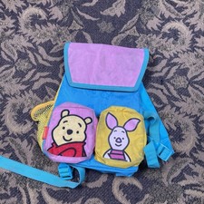 Vtg Disney Winnie The Pooh Kids Backpack Blue Colorful