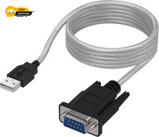 USB to RS-232 Serial Adapter 6ft Black 9-pin DB9 Data Transfer for Serial Dev...