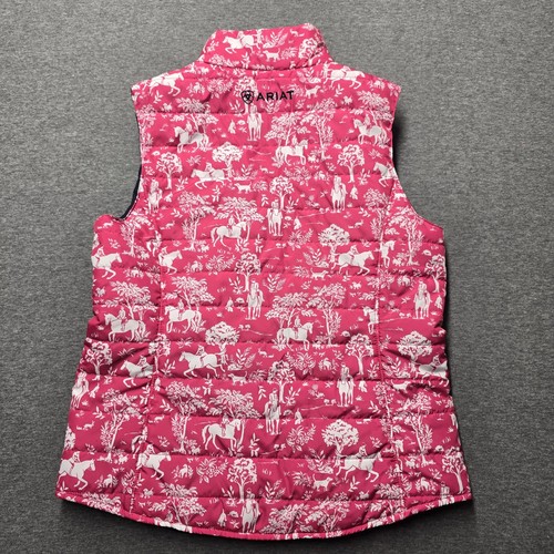 Ariat Girls Pink Horse Print Puffer Vest Size M - Picture 9 of 9