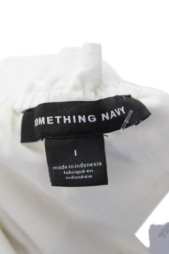 Vestido Something Azul Marino Para Mujer Botón Delantero Hombro Manga Corta Blanco Talla 1 Foto 4 de 4