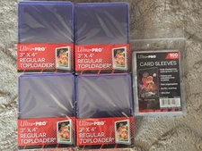 Ultra Pro 3X4 35pt Toploaders 4 Packs of 25 for Standard Cards and 100 sleeves