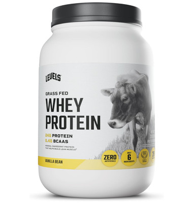 Levels Grass-Fed Whey Protein Powder, Vanilla Bean, 2 lb, 24g Protein