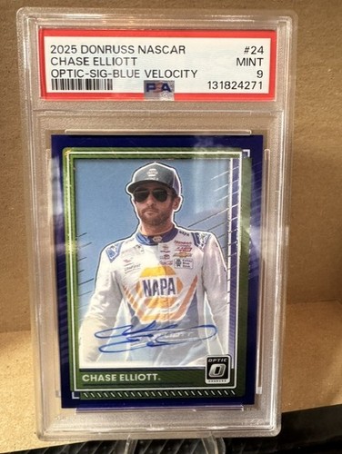 2025 Optic Chase Elliott Optic Blue Velocity Auto PSA 9 Nascar Donruss