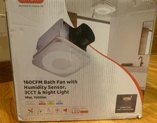 OREiN Bathroom Exhaust Fan Light 160 CFM  40W 1500lm 3CCT LED Humidity Sensor