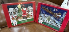 2 Vintage Santa Flying Santa 1000 Piece Jigsaw Puzzles New Sealed Current