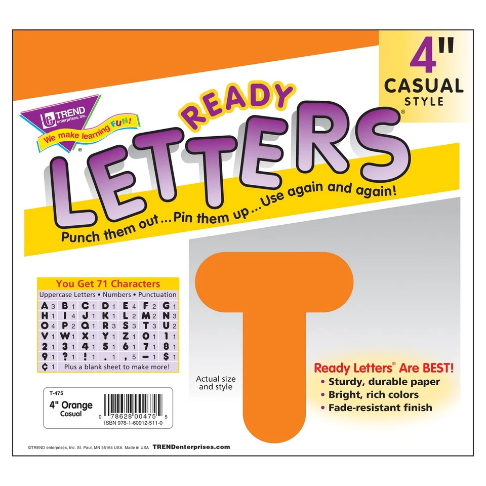 Small Orange Decorative Magnet Letters Set 50 Uppercase 10 Numerals Punctuation - Image 3 of 3
