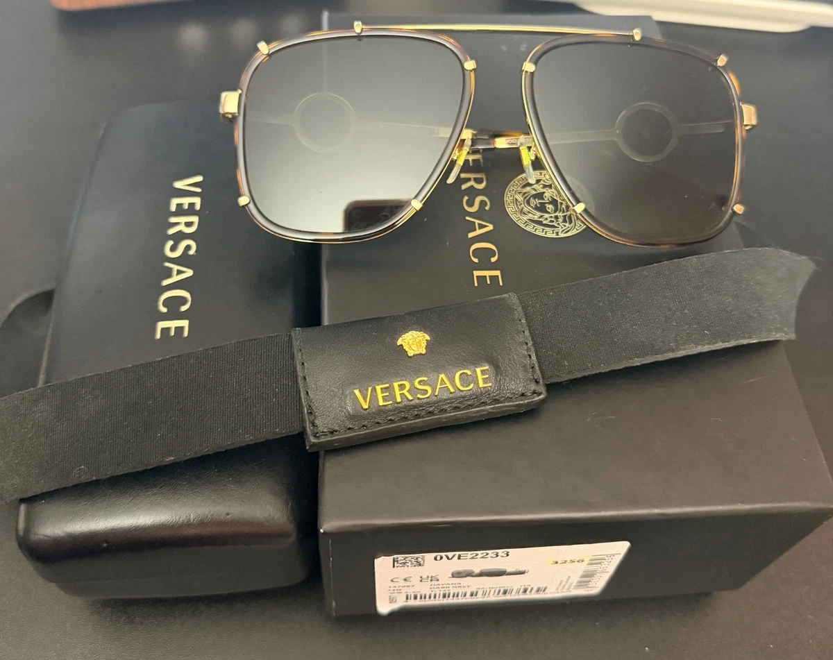 Super cute Versace Aviator sunglasses with rubber case NWOT Versace VE2289 XL (61 - 13) with Grey lenses and Gold frame  main image 2