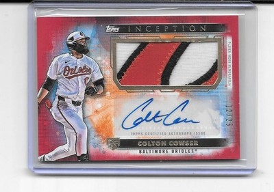 2024 INCEPTION COLTON COWSER RC AUTO 3 COLOR PATCH AUTOGRAPH # 12/25 ORIOLES