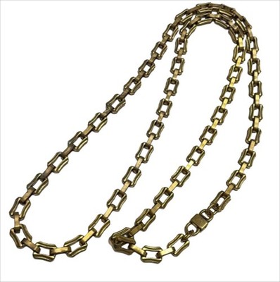 CELINE Long Necklace Triomphe Gold-tone Geometric Links Chain Length: 35.8 in.
