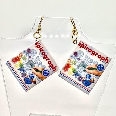 Spirograph Earrings - Retro Geometric Dangle Jewelry - Artsy Colorful Style