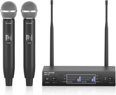 Dual Channel Wireless Microphone System,  Auto-Scan Professional Cordless Dynami