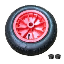 3.50-8 Wheel Pneumatic Tyre & Inner Tube 14 Inch Red 1" Bore Wheelbarrow Barrow