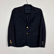 Brooks Brothers Loro Piana Wool 2 Button Patch Pocket Navy Blazer Boys 12