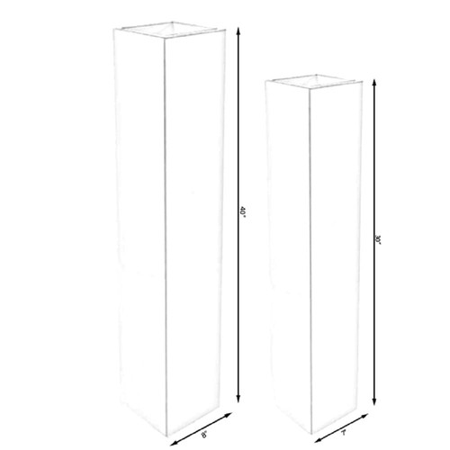 Large Tall Rectangular Wooden Modern Floor Vase - Sleek Contemporary Decor Ac... - Picture 4 of 7