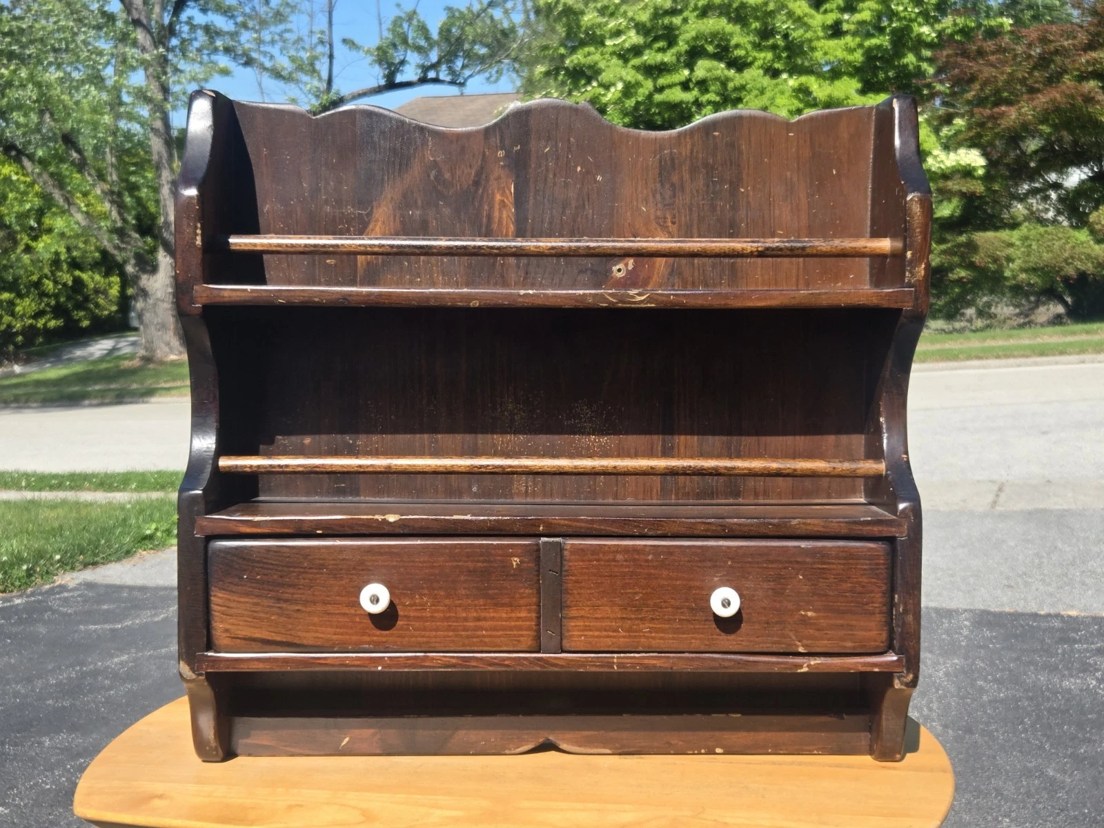Vintage Wooden Spice Rack with Drawer Counter Top Wall Mount 18”x19“x4”
Opens in a new window or tab