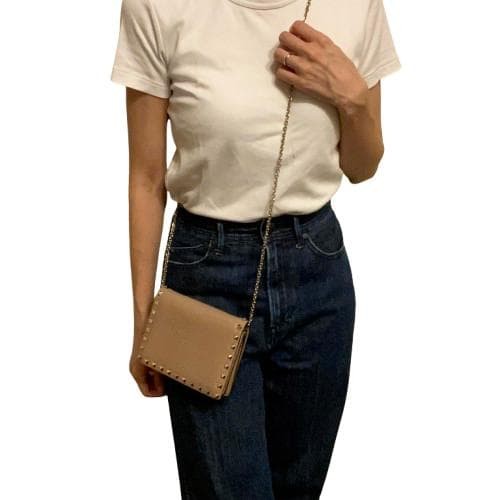 Valentino Garavani Rockstud Pink Leather Wallet on Chain Shoulder Bag, Mini, AB thumbnail 2