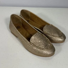 Sofft Womens Size 7 Kambray Warm Gold Metallic Leather Slip On Shoes Loafers  