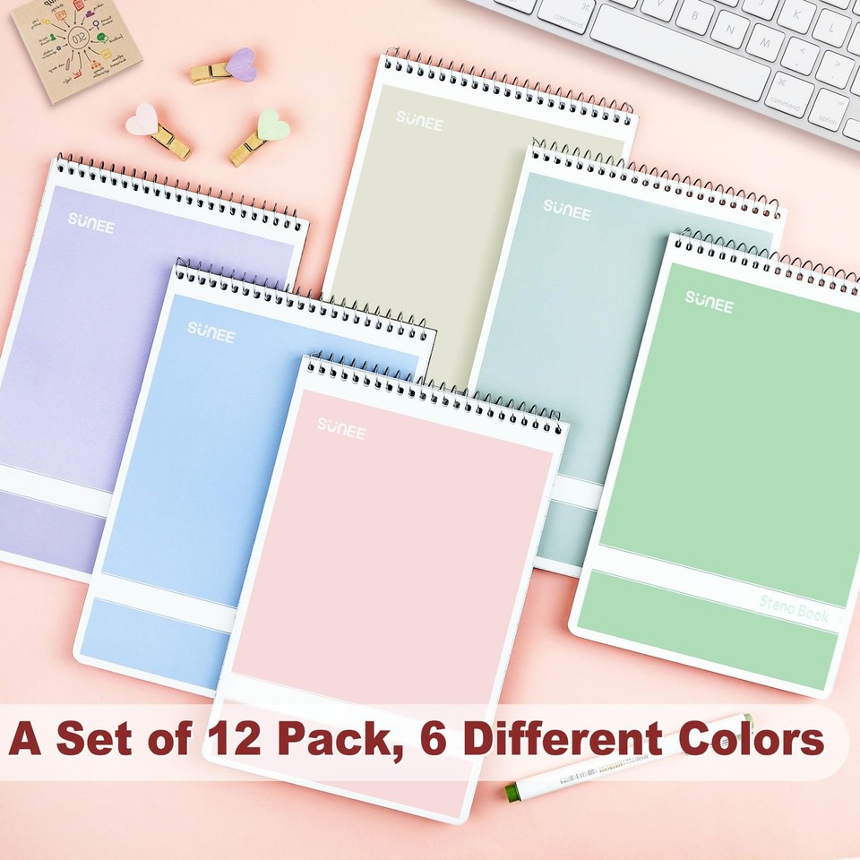 Enday Steno Pads Spiral 6x9 12 Pack, Pastel Colors Gregg Ruled Steno - View #9