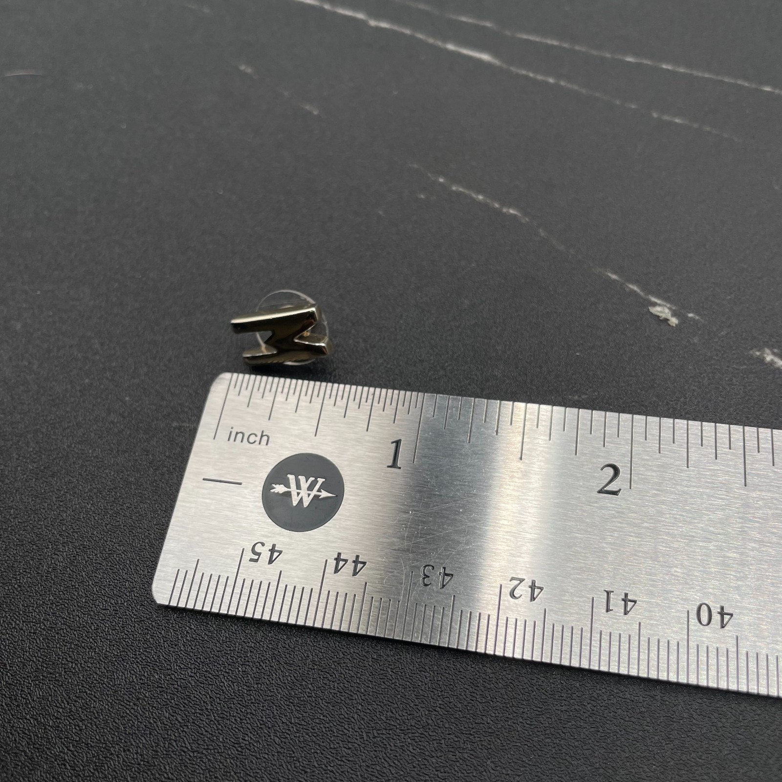 VTG Single Initial M Stud Earring Silver Tone Acc… - image 7