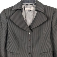 Tahari Womens SZ 6 Pinstripe Blazer Charcoal Grey Tailored Officecore Business