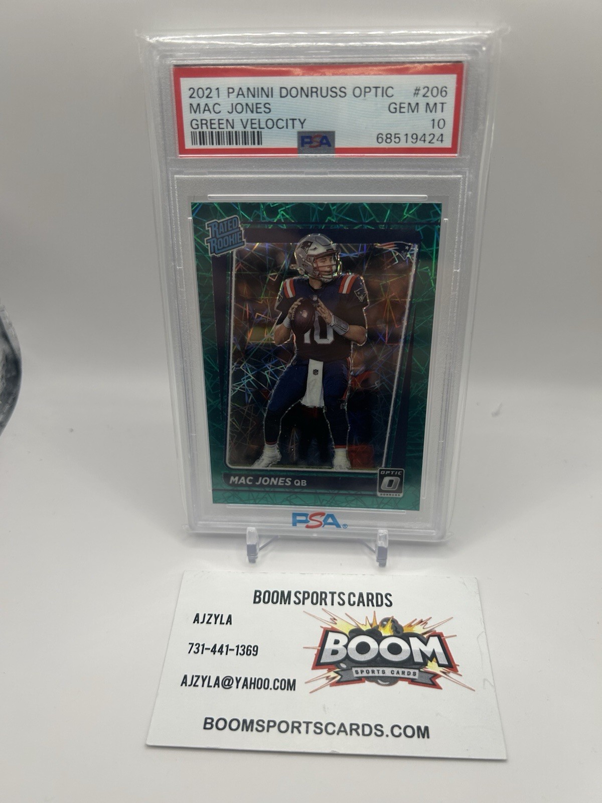 2021 Panini Donruss Optic Mac Jones Green Velocity #206 PSA 10
