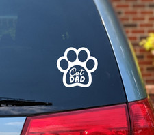Cat Dad Paw Permanent Decal  For Cars, Water Bottles, Laptops  Cut in Home