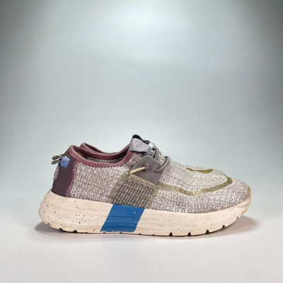 #ad Hey Dude Sirocco Sport Stripe Grey Purple Comfort Slip On Sneakers Womens Size 6 $18.62
