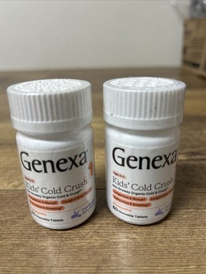 2 GENEXA Cold Crush Chewable 60 Tablets Organic NEW Acai Berry Flavor Exp 4/2028