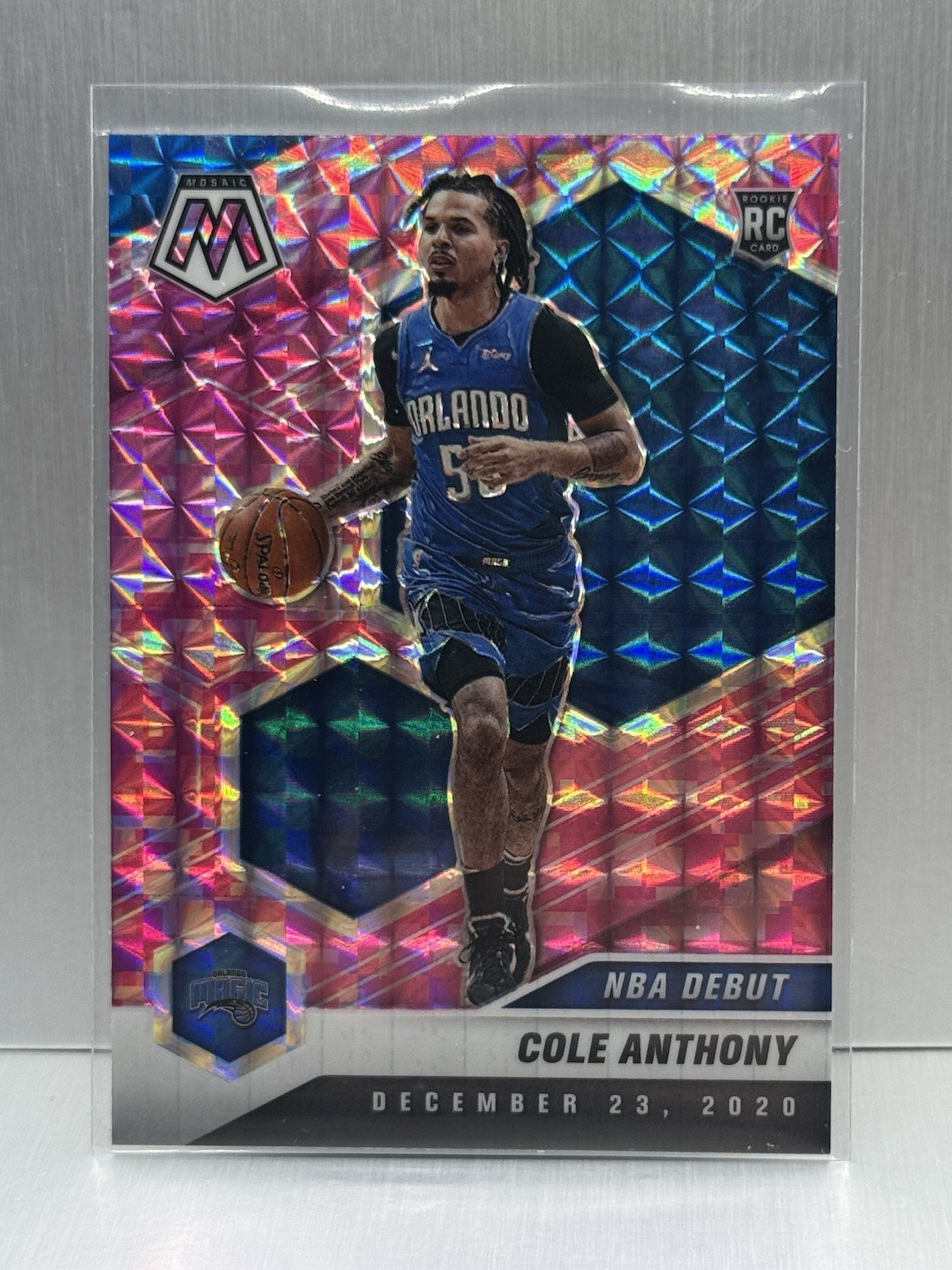 2020-21 Panini Mosaic Cole Anthony Pink Camo Prizm #268 Orlando Magic Rookie RC