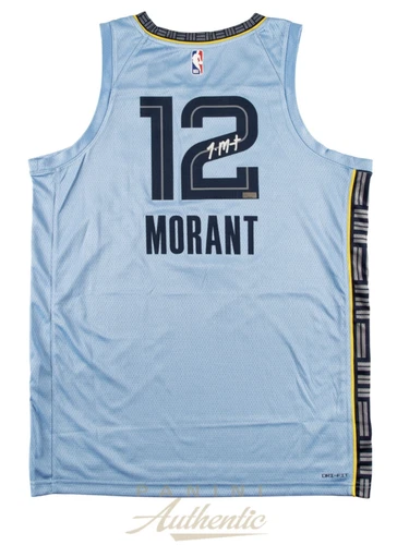Ja Morant Autographed Memphis Grizzlies Jordan Brand Blue Nike Jersey Panini