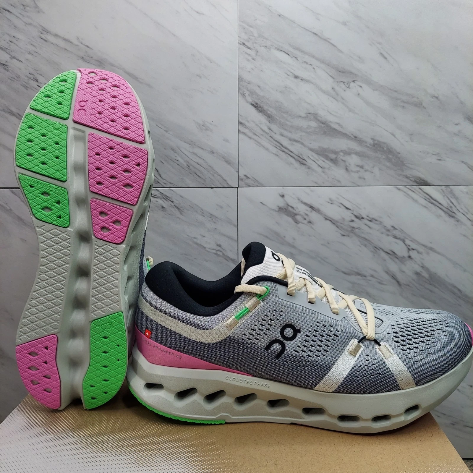 On Cloudsurfer 2 Mens Size 12 Running Shoes 'White Mineral Gray' 3MF10120981