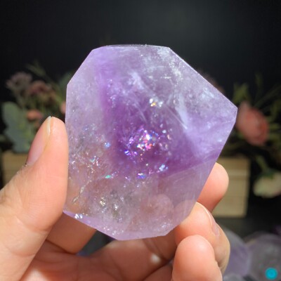 90g Natural Amethyst Free Form Crystal Quartz Rainbow Mineral Energy 56mm