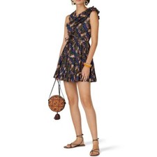 Ulla Johnson Womens Iliana Mini Dress Ruffle Geometric Print Multicolor Size 4