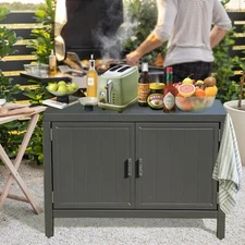 Domi Outdoor Aluminum Grill Table Storage Cabinet with Protective Cover