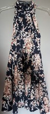 B Darlin Floral Halter Sleeveless Fit & Flare Dress Navy & Pink Size 3/4