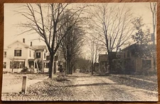 Real Photo Postcard Holliston, Massachusetts Elm Street; Dirt Road & Houses