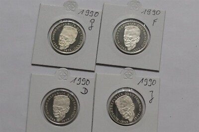     DEUTSCHLAND BUND SCHUMACHER 2 MARK 1990 PROOF - 4 MÜNZEN B71 #40