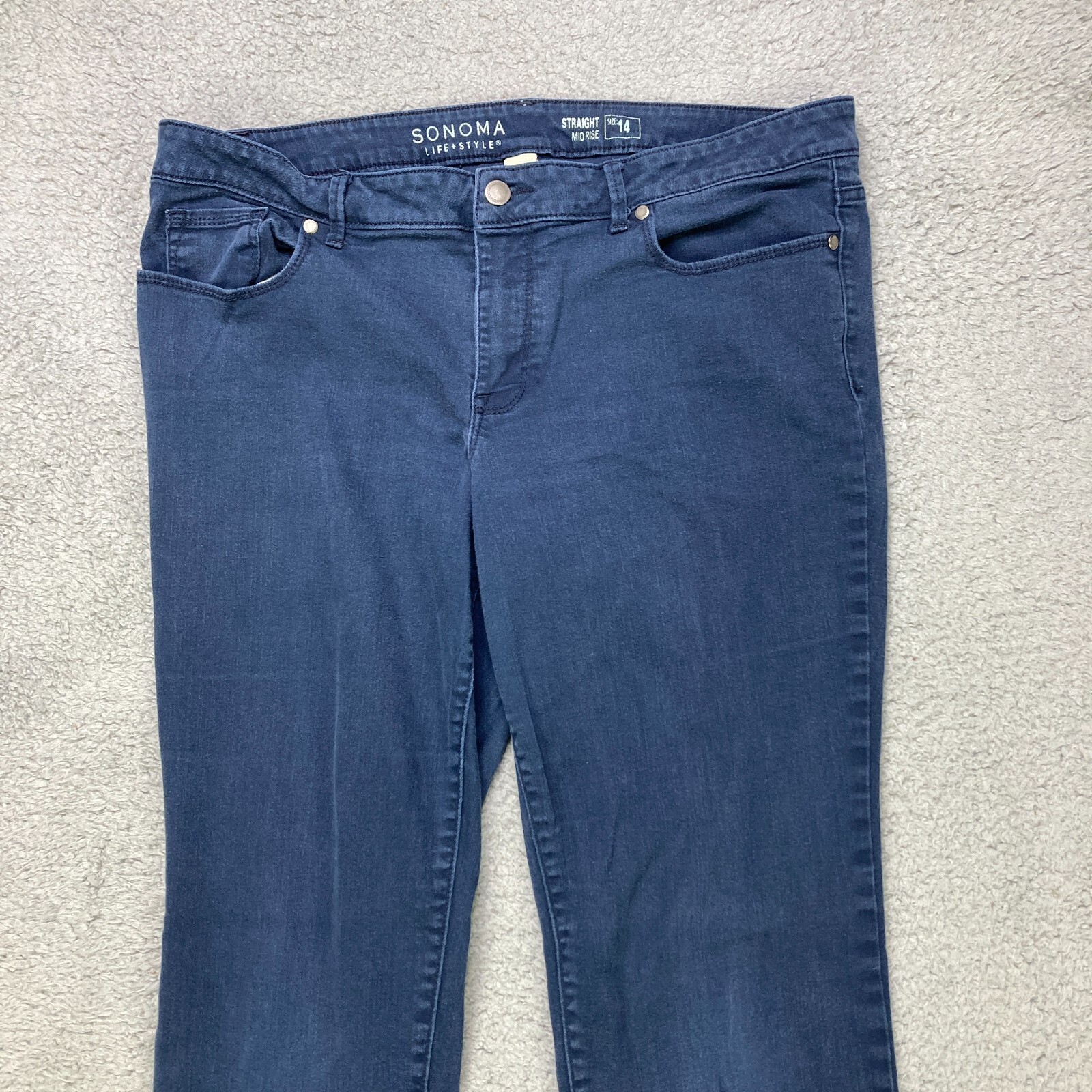 Sonoma Womens Jeans Size 14 Straight Mid Rise Blue Denim 37x29 eBay
