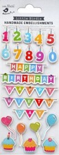 Birthday Bash, glitter, 3D scrapbook stickers 22/pk - Little Birdie